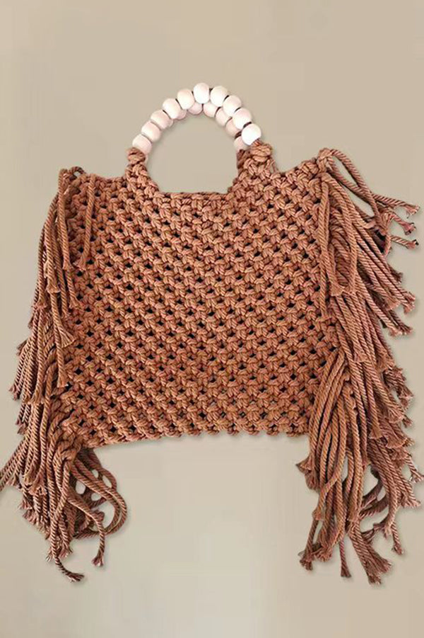 Woven Tassel Cotton Handbag