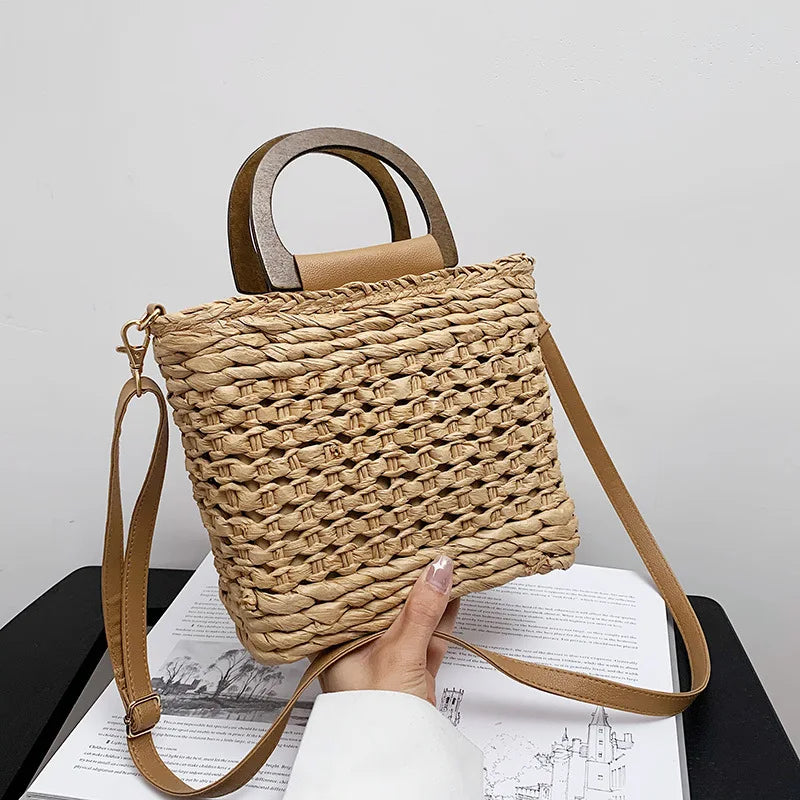 Designer Straw Drawstring Tote – TinyTote - Main Image