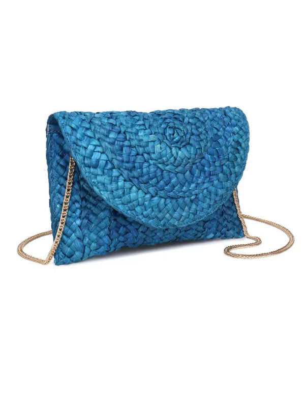 Poolside Blue Straw Clutch