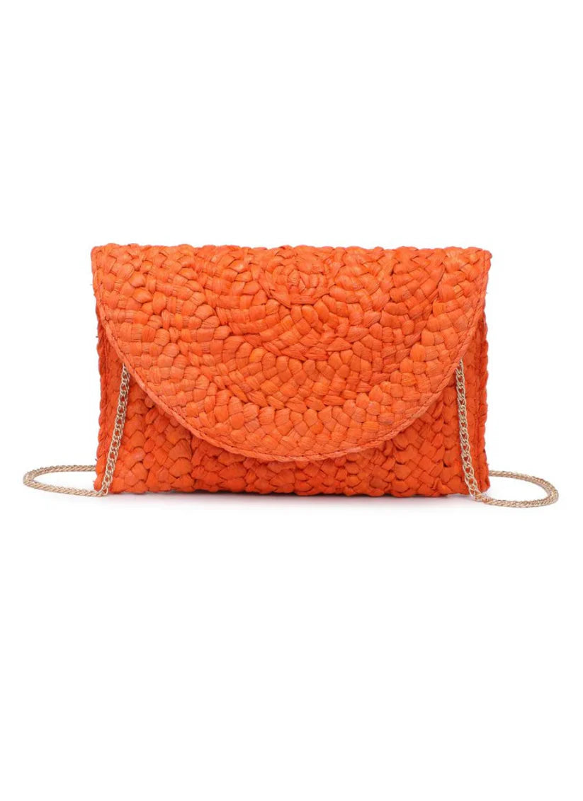 Poolside Orange Straw Clutch
