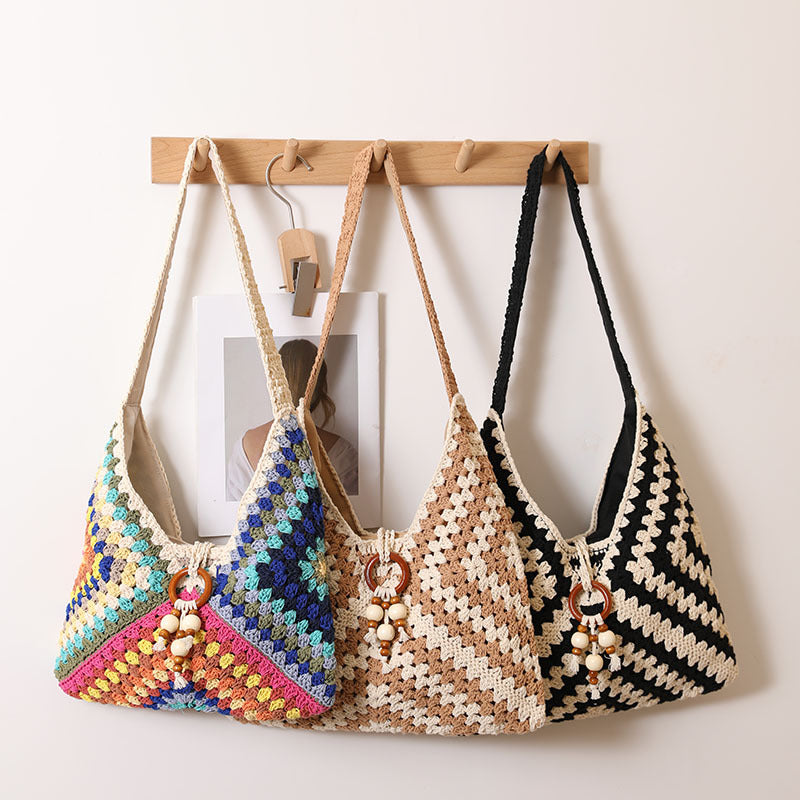 Boho Crochet Cotton Shoulder Bag