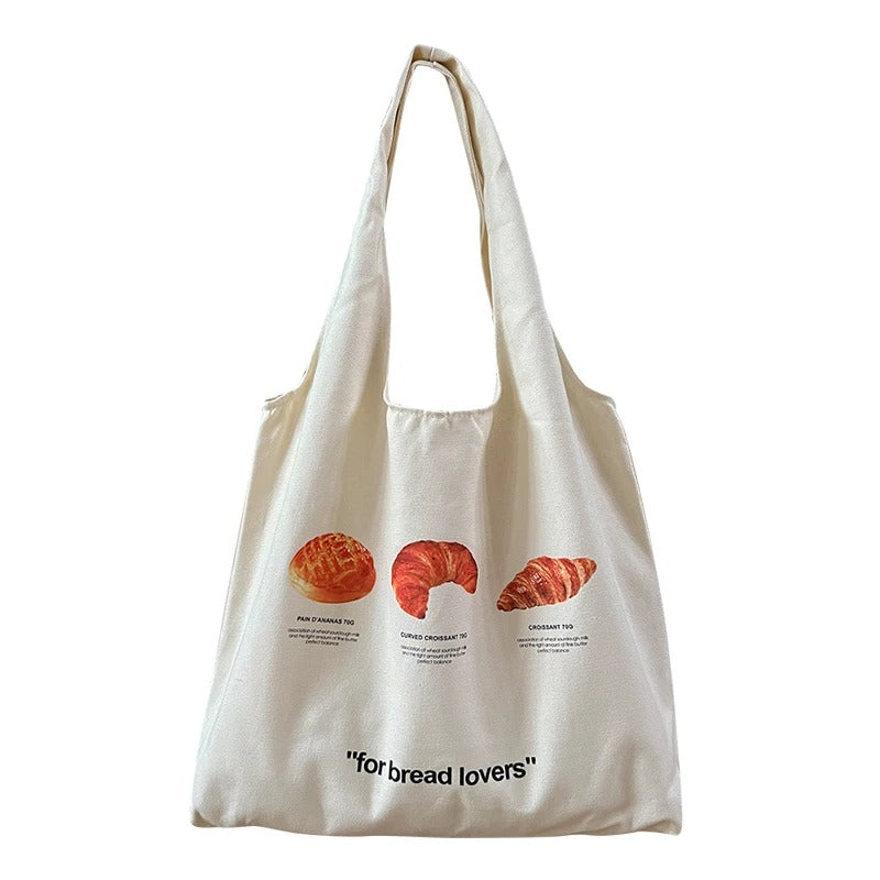 Cotton Canvas Shoulder Tote - Croissant