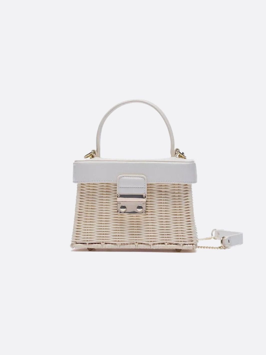 Rattan and leather handbag