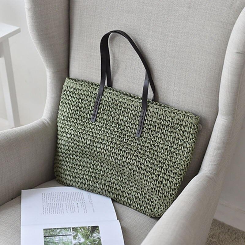 Large straw tote bag