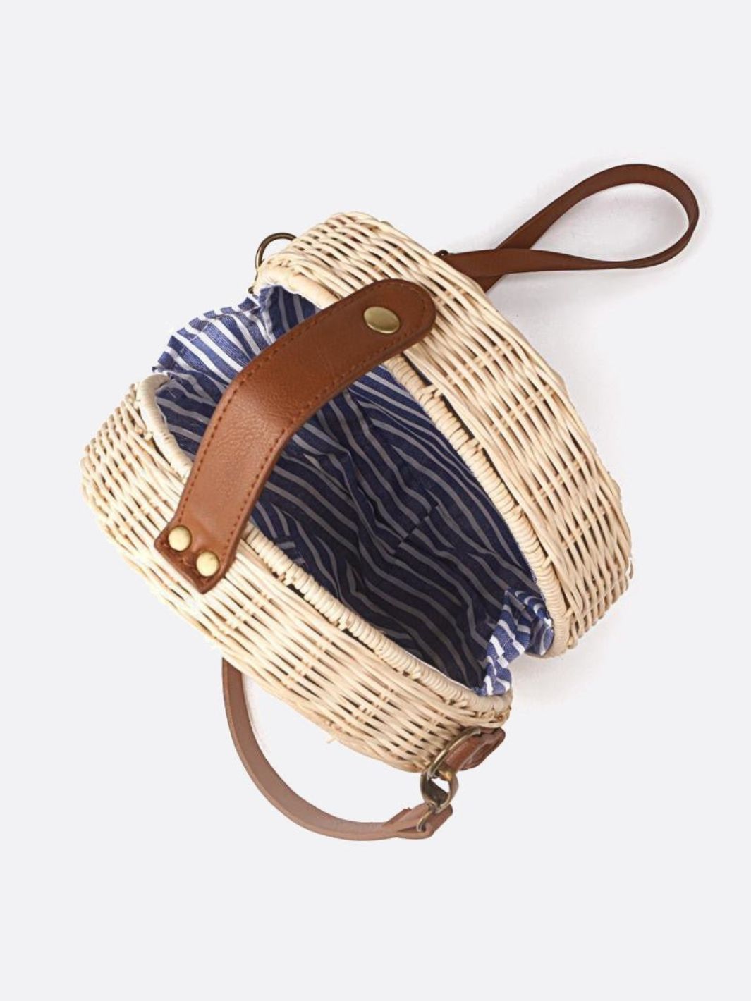 White Round Straw Crossbody Bag