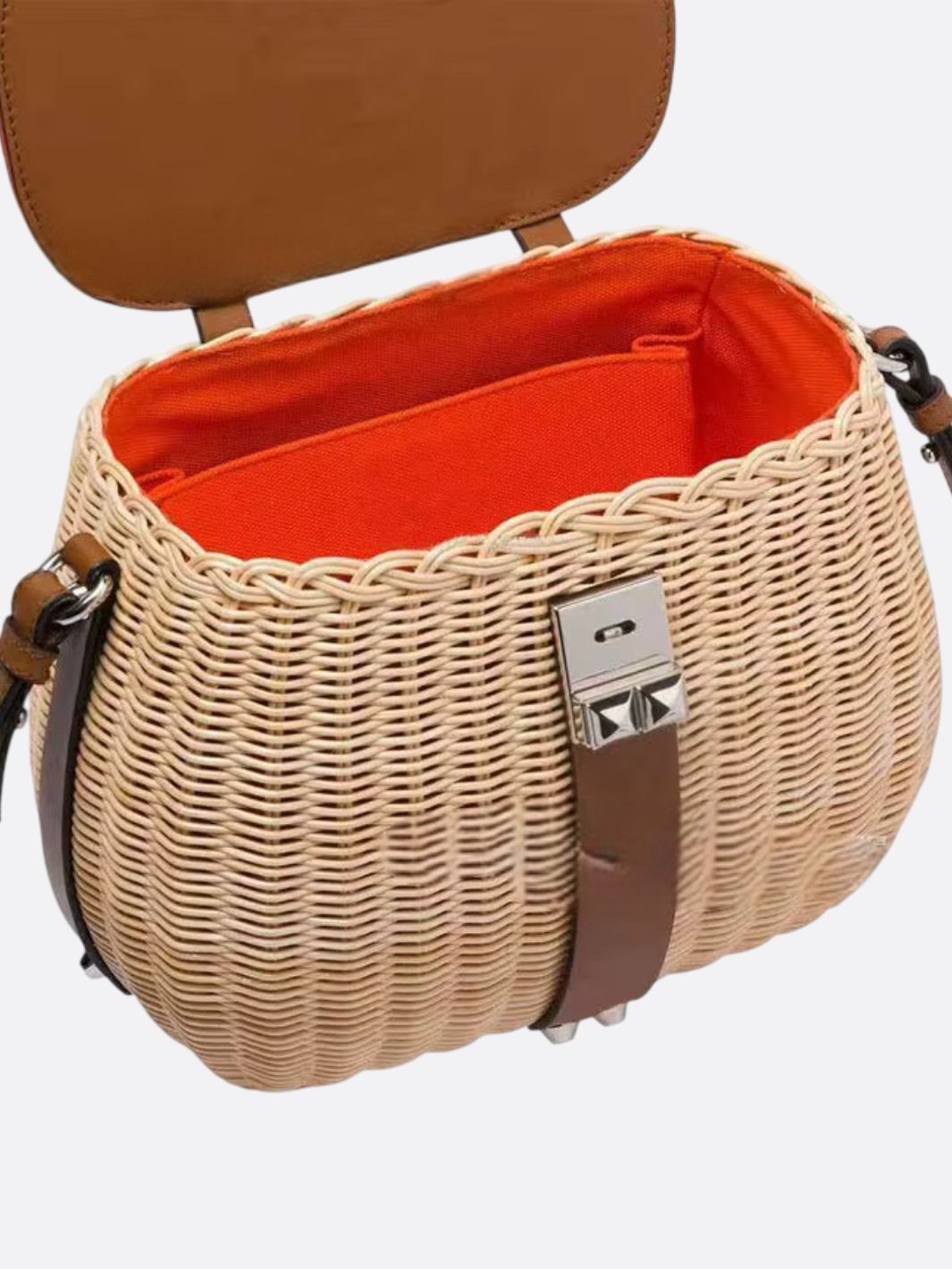 Rattan and leather bag