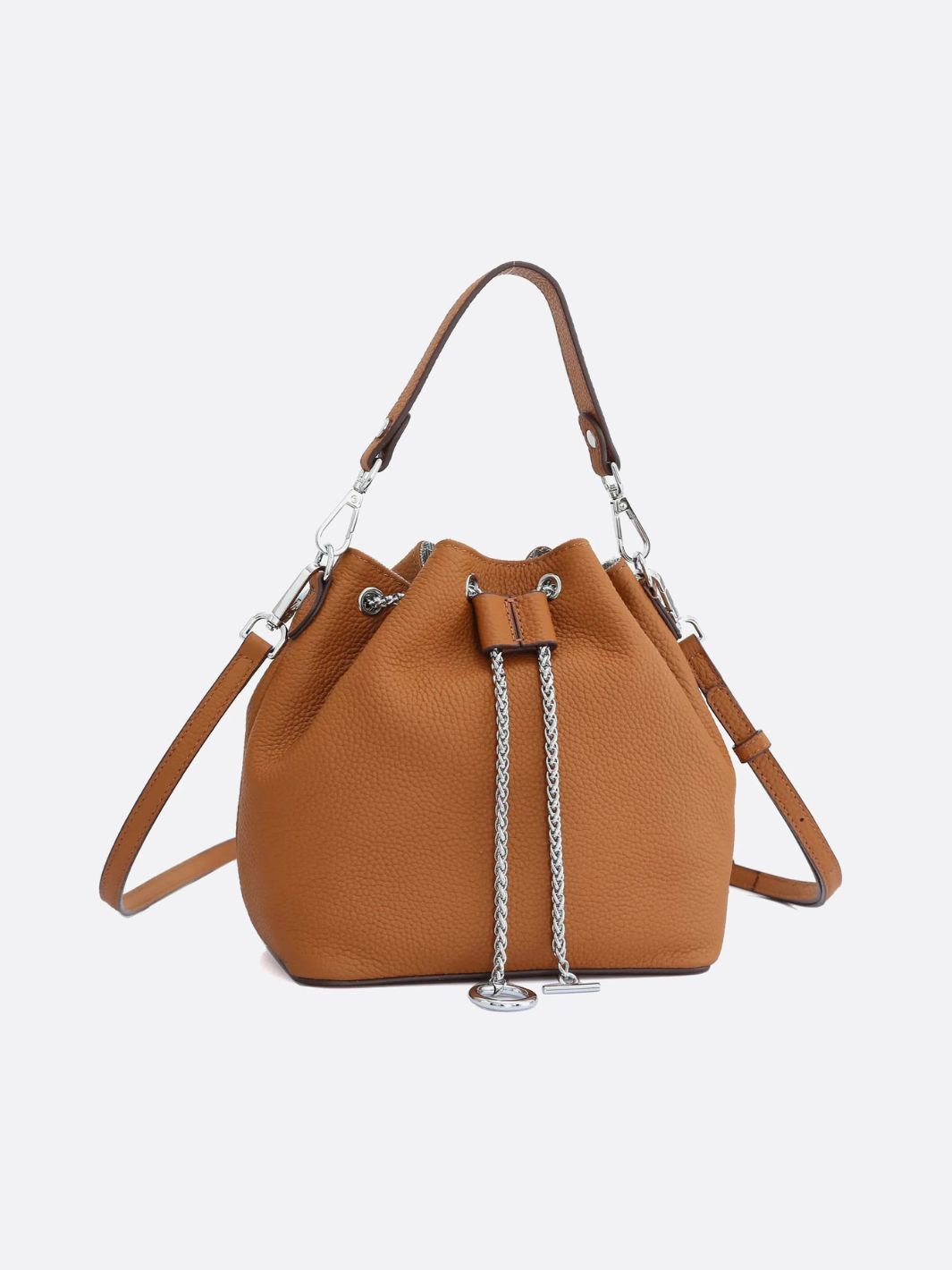 Grained Leather Bucket Bag