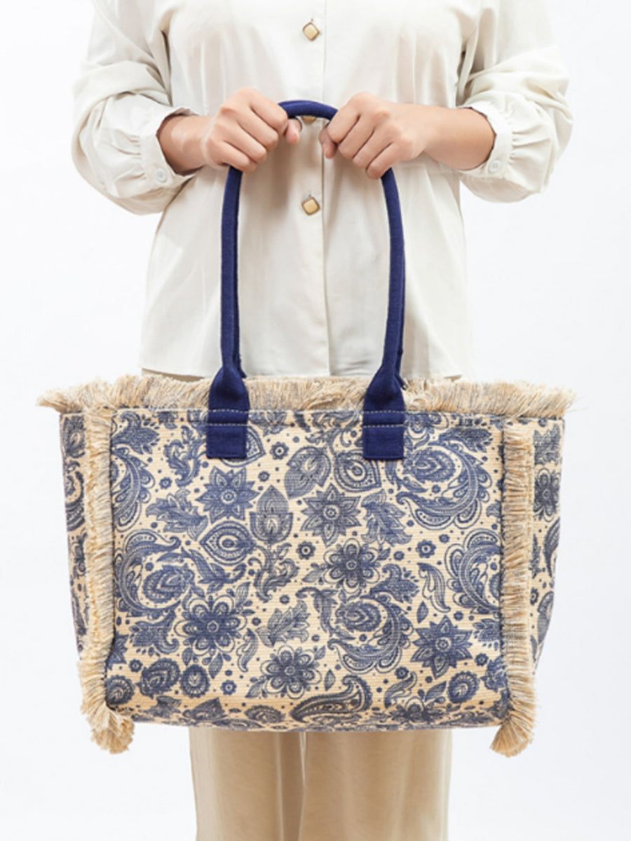 Ethnic Flower Canvas Shoulder Bag