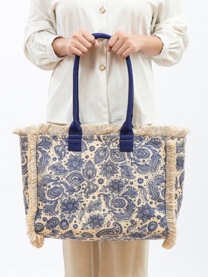 Ethnic Flower Canvas Shoulder Bag