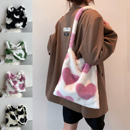 Love Heart Plush Shoulder Bag