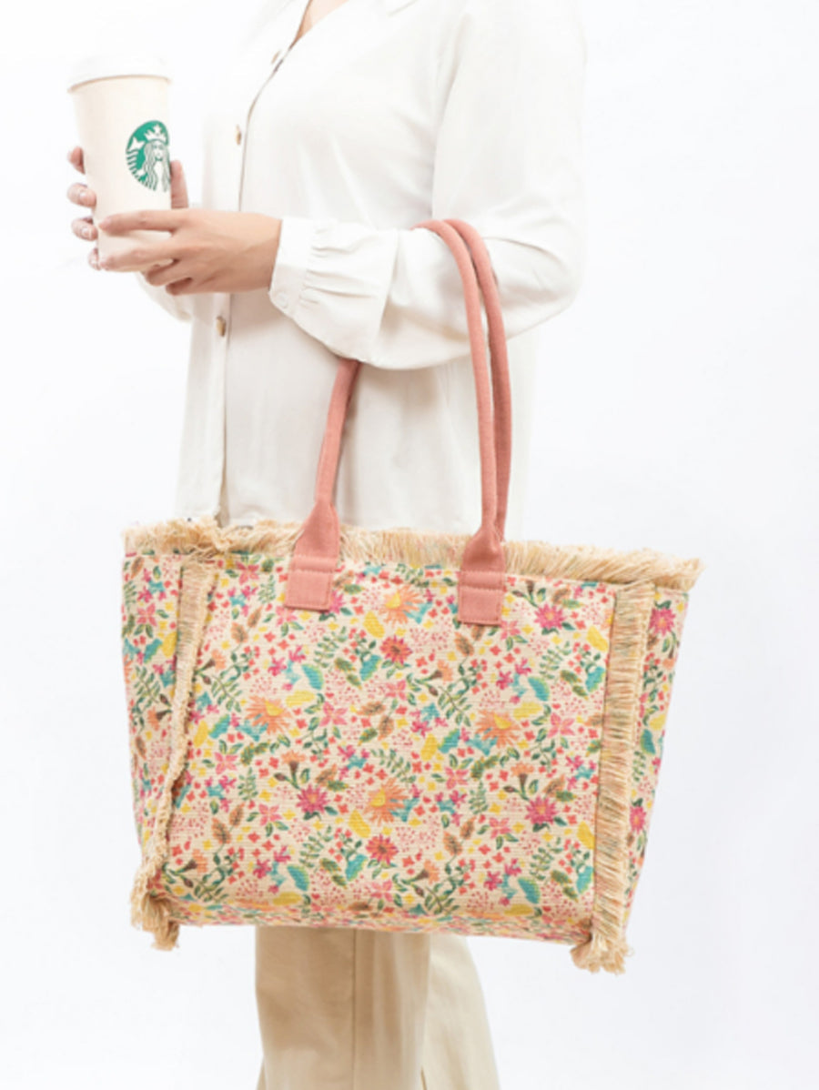 Ethnic Flower Canvas Shoulder Bag