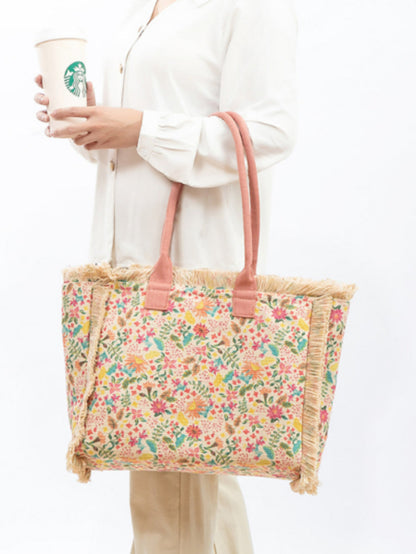Ethnic Flower Canvas Shoulder Bag