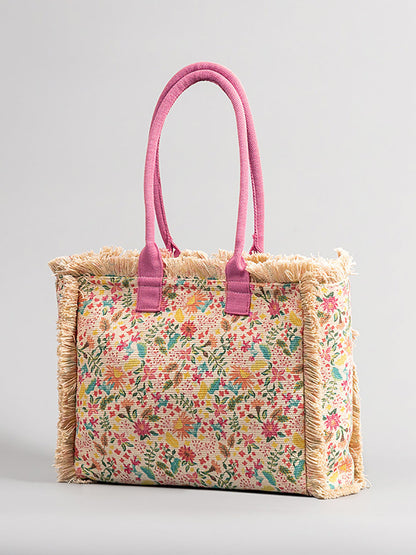 Ethnic Flower Canvas Shoulder Bag