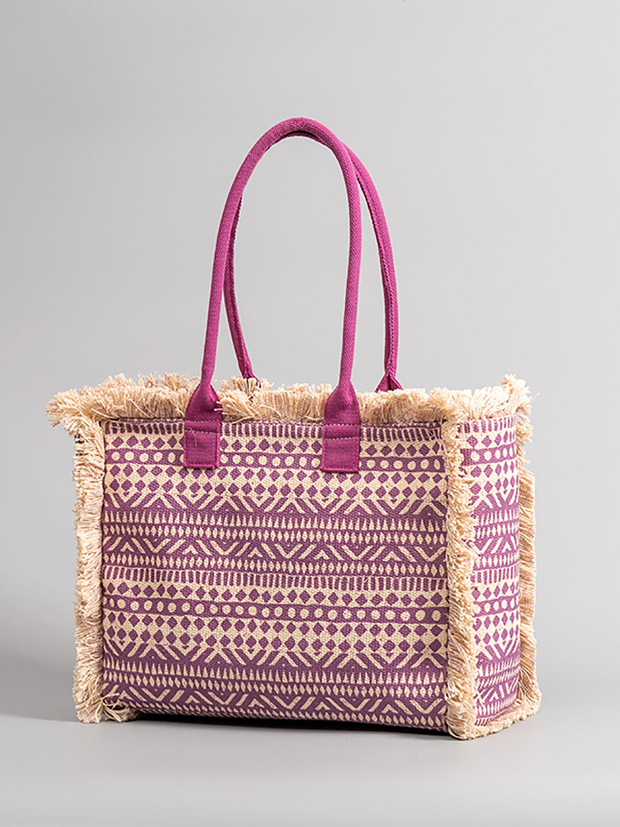 Ethnic Flower Canvas Shoulder Bag