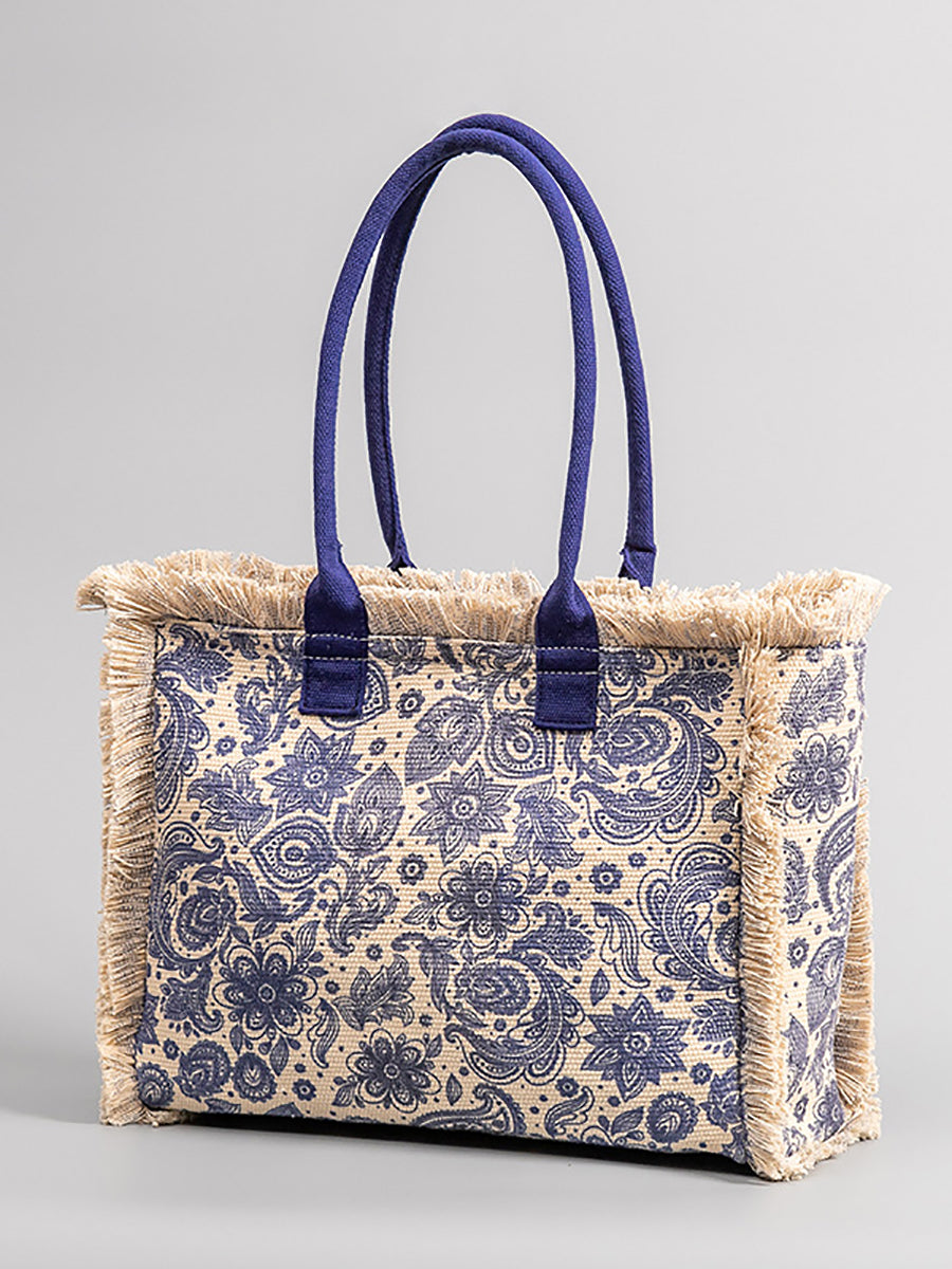 Ethnic Flower Canvas Shoulder Bag