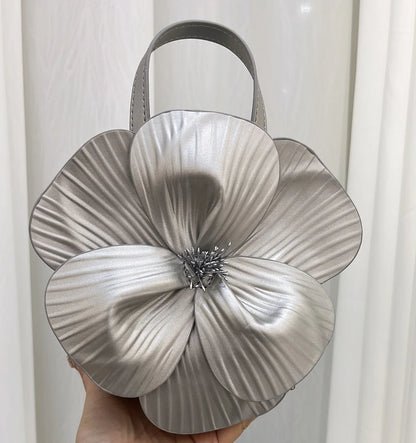3D Petal Flower Faux Leather Handbag
