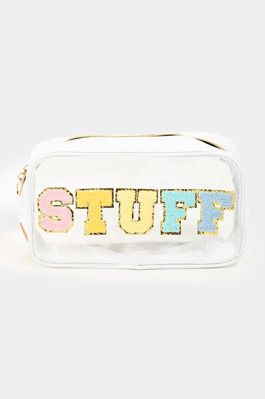 “Stuff” Clear Pouch in White