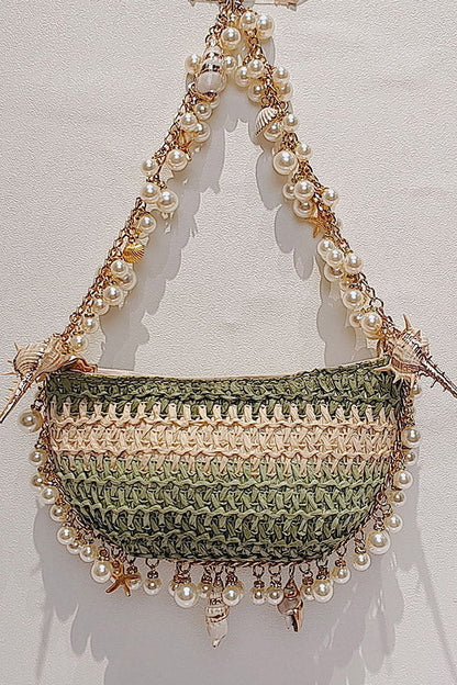 Pearl Conch Half-Moon Handbag