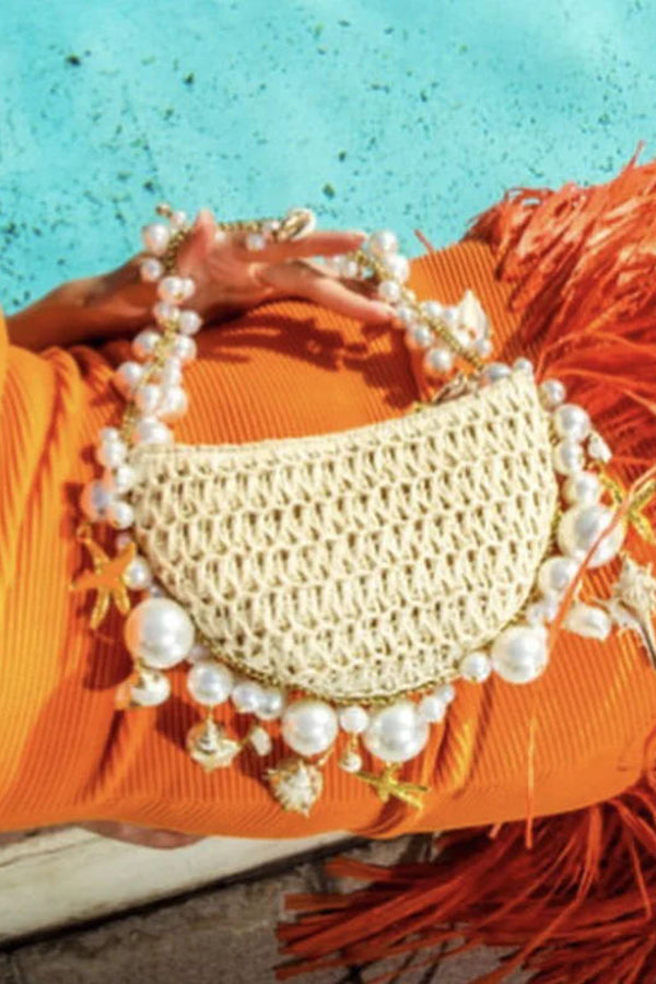Pearl Conch Half-Moon Handbag