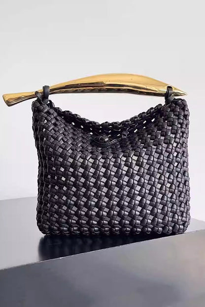 Woven Tote Bag with Metal Handles