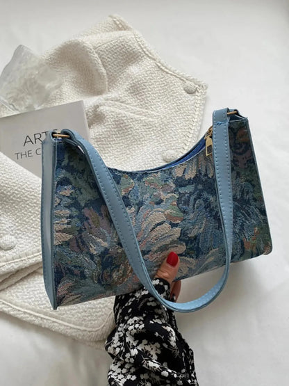 Vintage Floral Tapestry Shoulder Bag