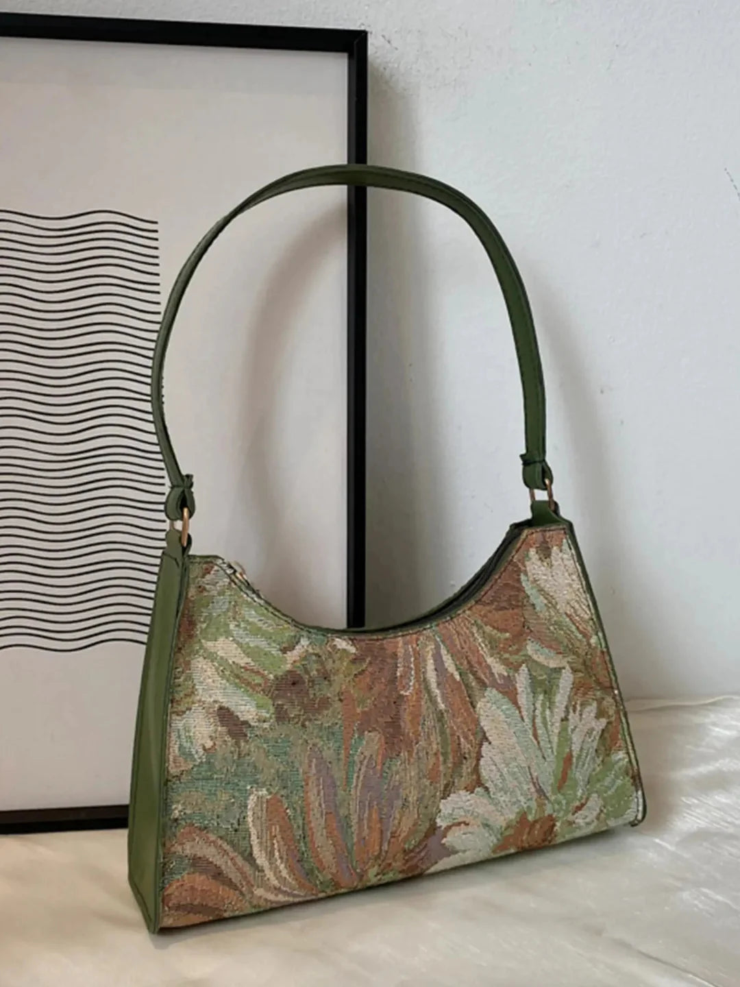Vintage Floral Tapestry Shoulder Bag