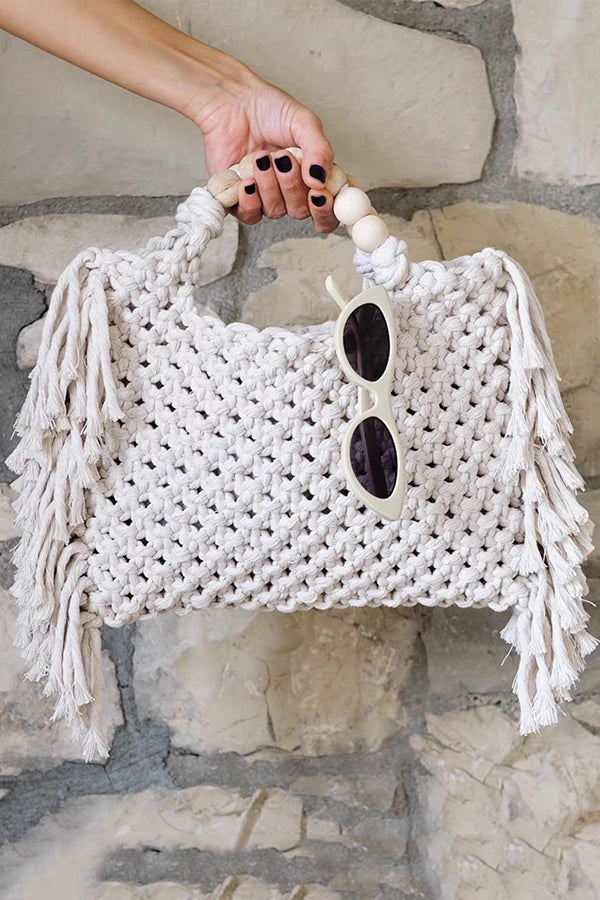 Woven Tassel Cotton Handbag