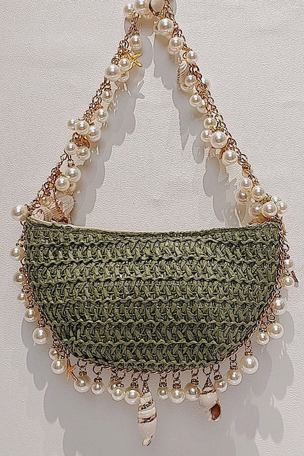 Pearl Conch Half-Moon Handbag