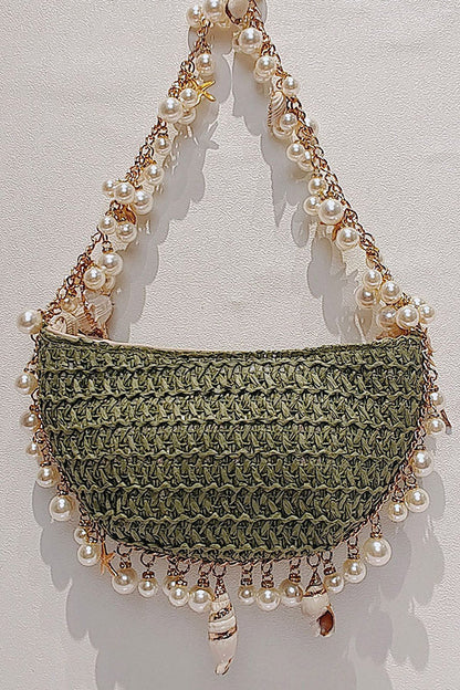 Pearl Conch Half-Moon Handbag