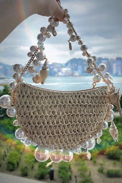Pearl Conch Half-Moon Handbag