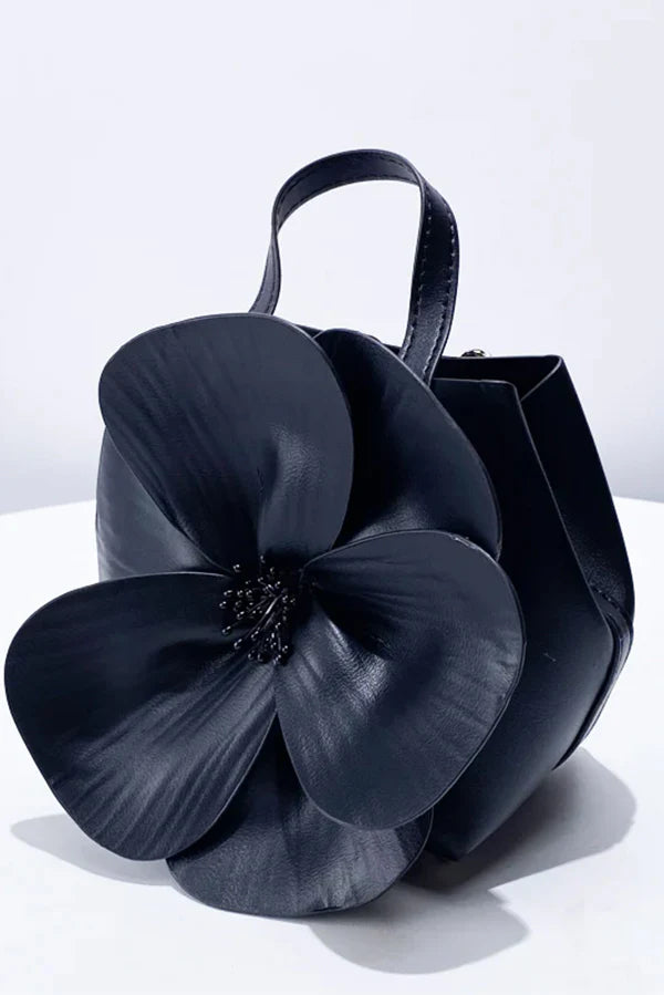 3D Petal Flower Faux Leather Handbag
