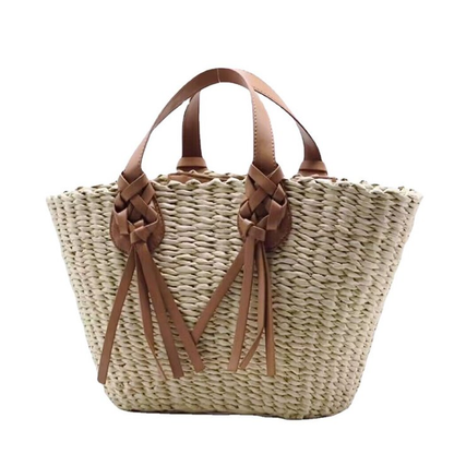 Wicker and leather bag