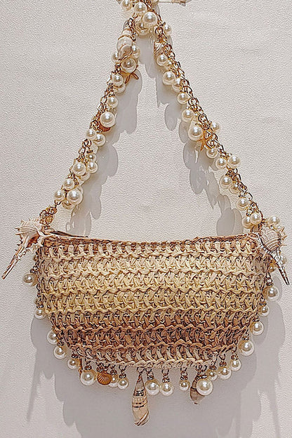 Pearl Conch Half-Moon Handbag
