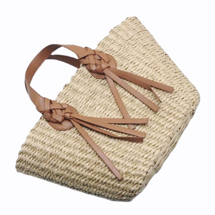 Wicker and leather bag