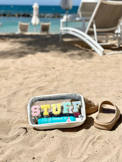 “Stuff” Clear Pouch in White