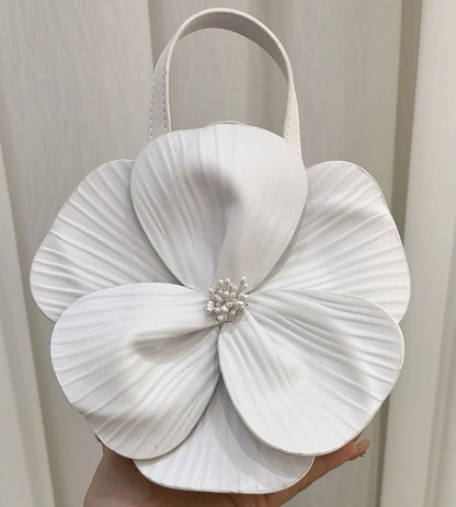 3D Petal Flower Faux Leather Handbag