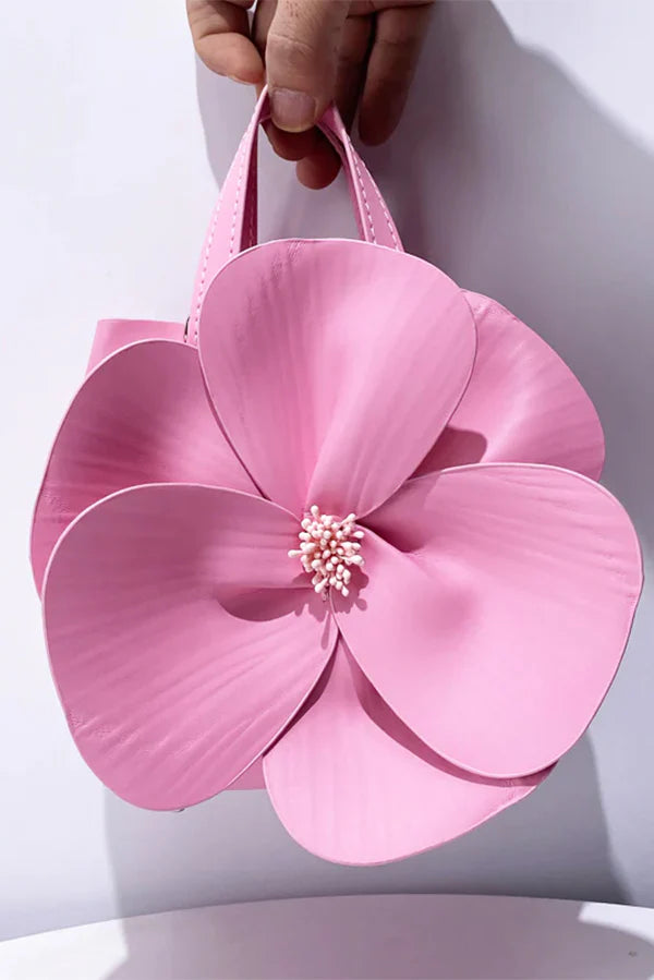 3D Petal Flower Faux Leather Handbag