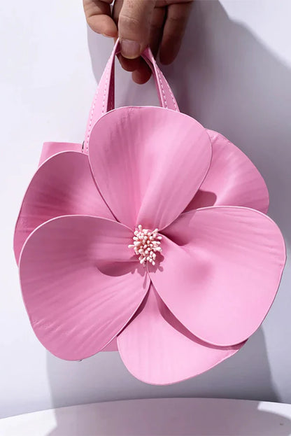 3D Petal Flower Faux Leather Handbag