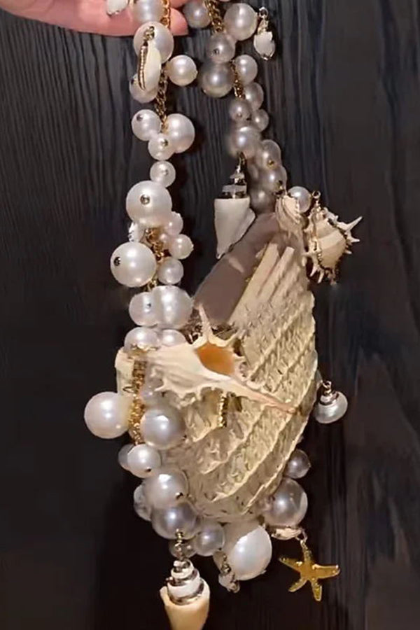 Pearl Conch Half-Moon Handbag