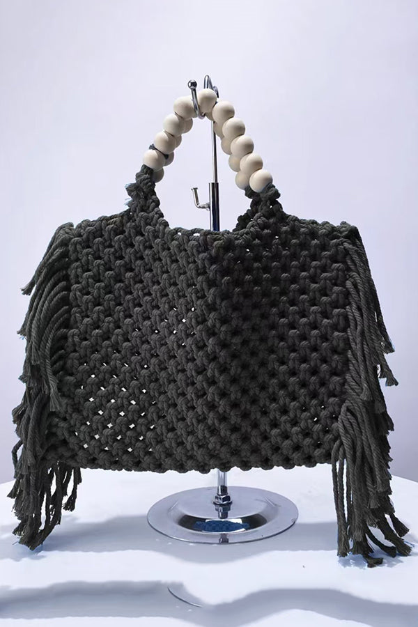 Woven Tassel Cotton Handbag