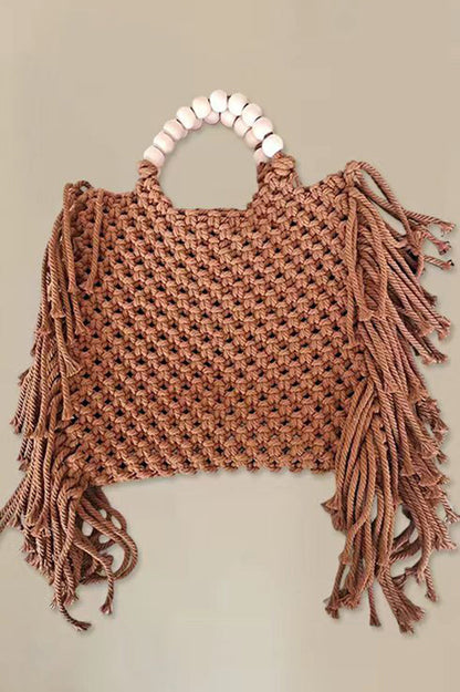 Woven Tassel Cotton Handbag