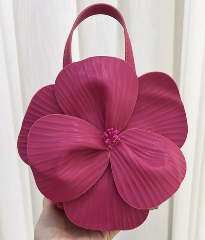 3D Petal Flower Faux Leather Handbag