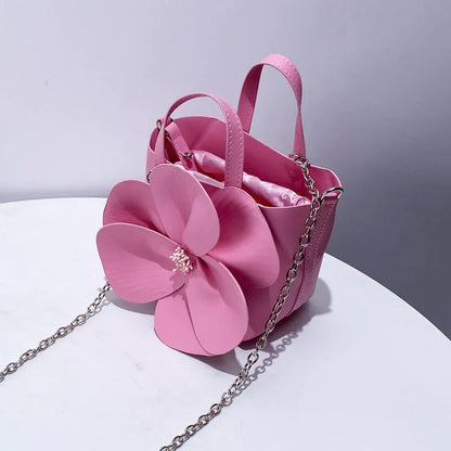 3D Petal Flower Faux Leather Handbag