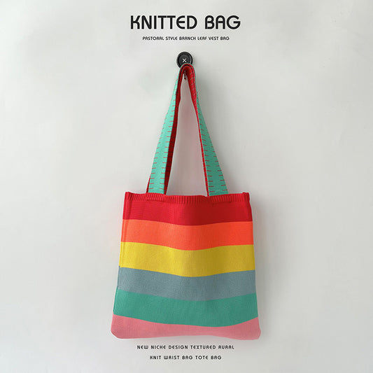 Grand Knit Tote Bag - Rayures Couleurs