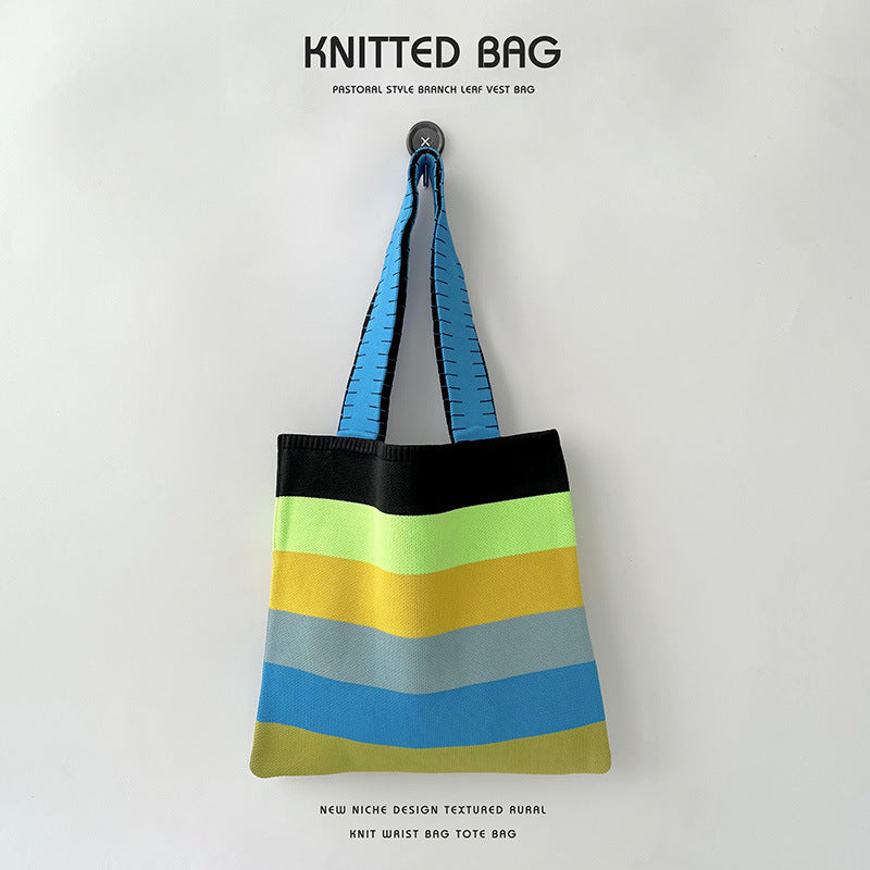 Grand Knit Tote Bag - Rayures Couleurs