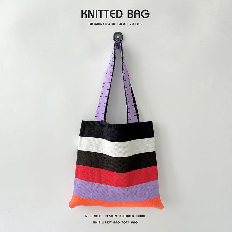 Grand Knit Tote Bag - Rayures Couleurs