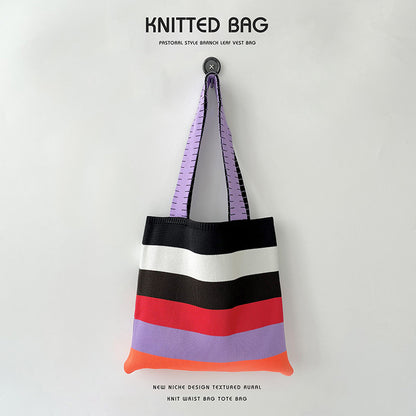 Grand Knit Tote Bag - Rayures Couleurs