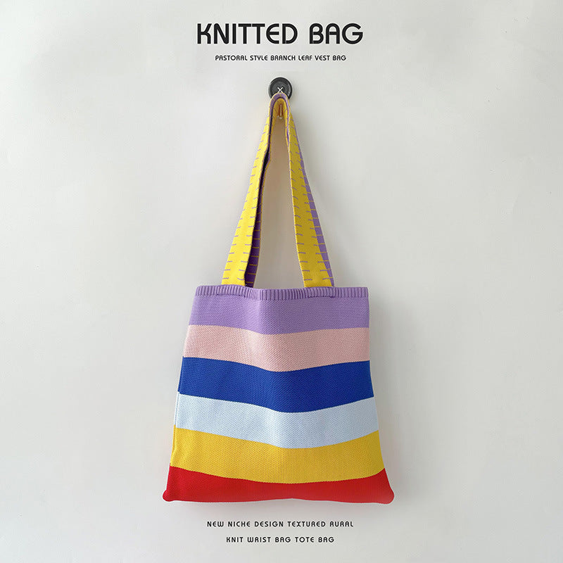 Grand Knit Tote Bag - Rayures Couleurs