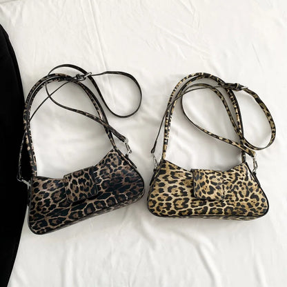 French Style Underarm Bag with Leopard Print
