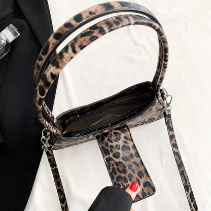 French Style Underarm Bag with Leopard Print